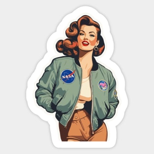 NASA Bombshell Patch Bomber Pin Up Girl Sticker